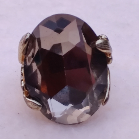 Vintage massive smoky quartz crystal ring - Picture 2 of 8